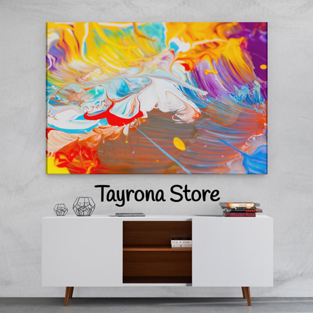 TAYRONA STORE - Cuadro En Lienzo Para La Sala Pintura Abstracta 91 100x70cm