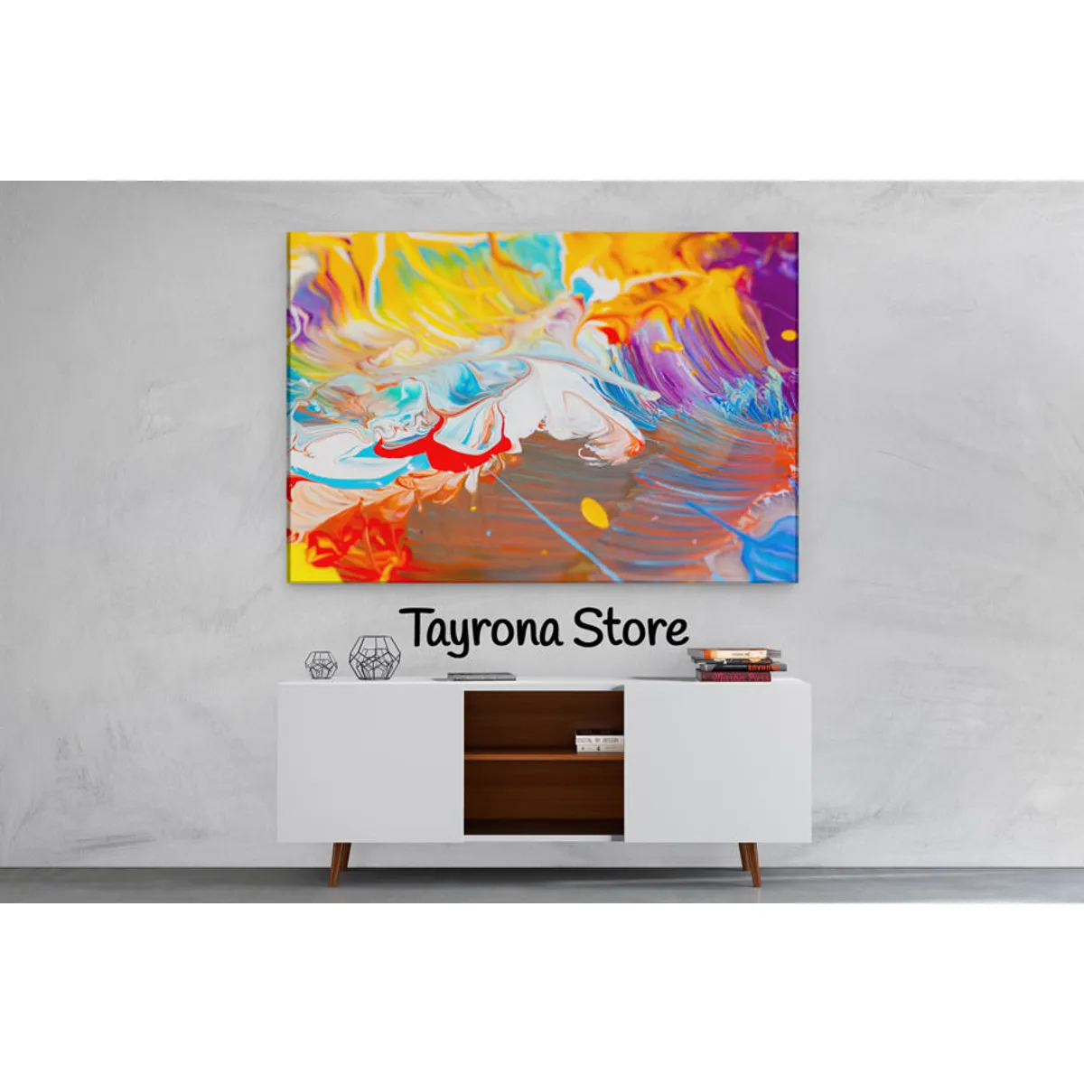 TAYRONA STORE - Cuadro En Lienzo Para La Sala Pintura Abstracta 91 100x70cm