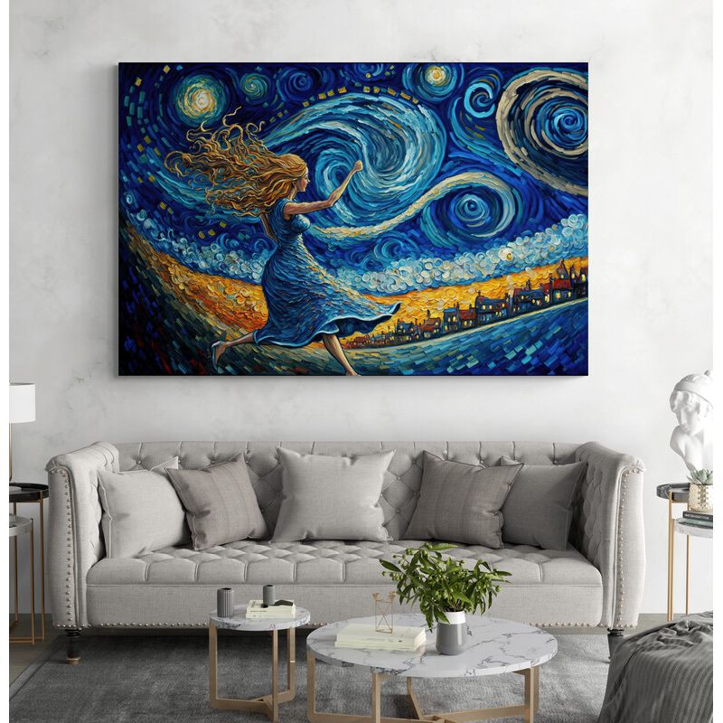 TAYRONA STORE - Cuadro Lienzo Para La Sala Bailarina Noche Estrellada 023 100x70cm