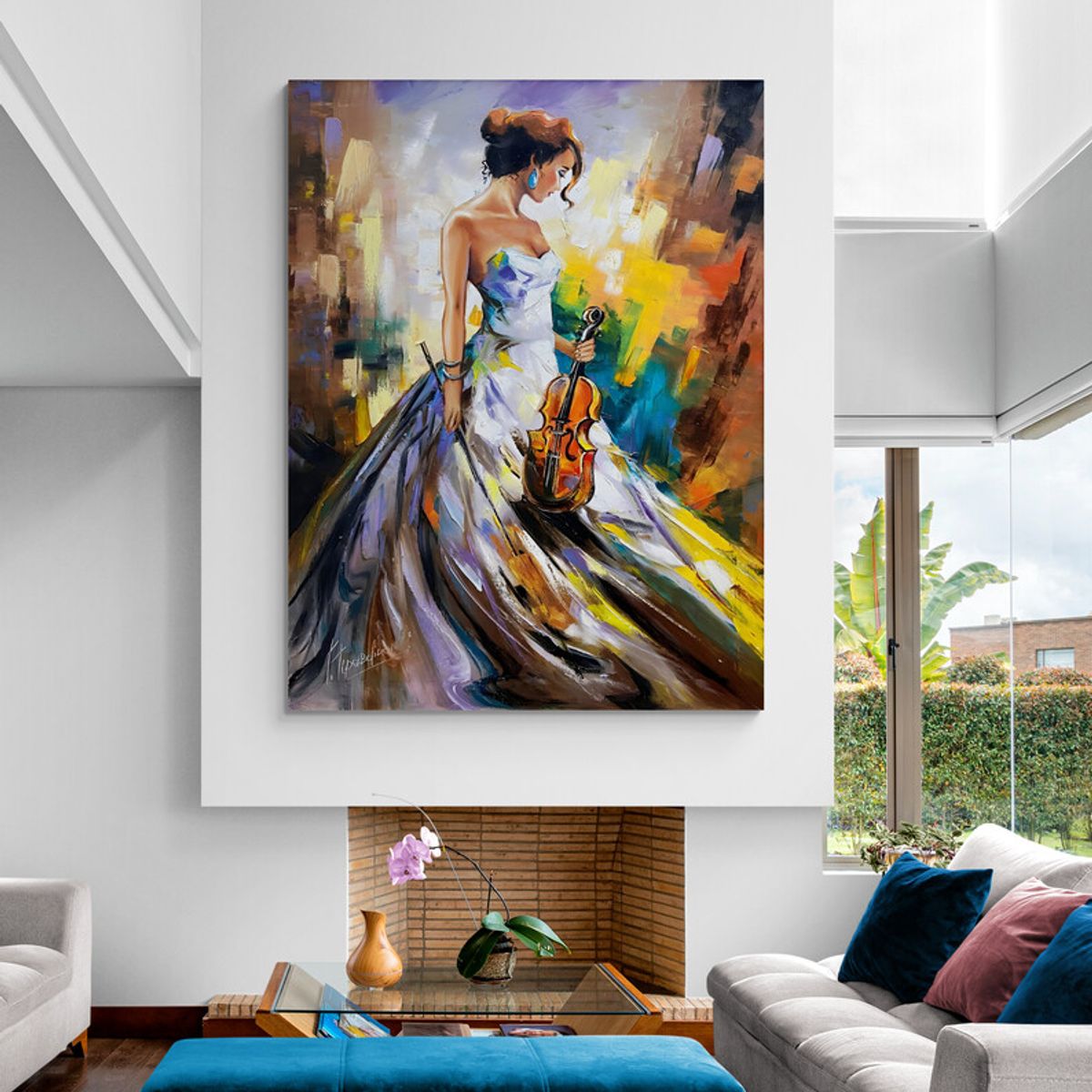 TAYRONA STORE - Cuadro En Lienzo Para La Sala Pintura Mujer 130 75x100cm