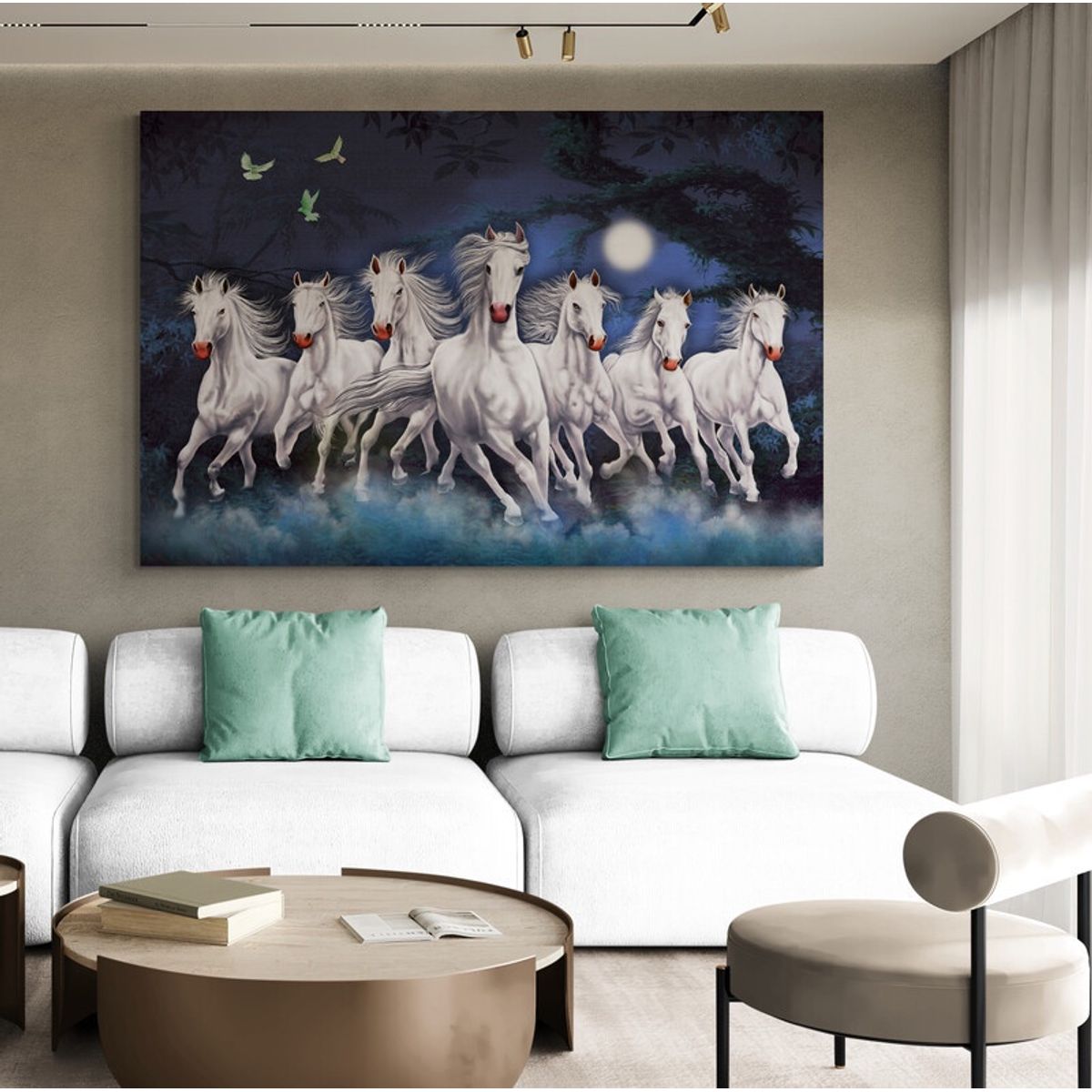 TAYRONA STORE - Cuadro En Lienzo Para La Sala Caballos 178 100x70cm