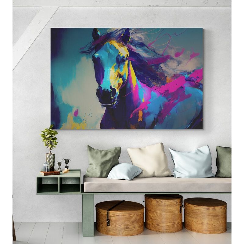 TAYRONA STORE - Cuadro En Lienzo Para La Sala Caballos 189 100x70cm