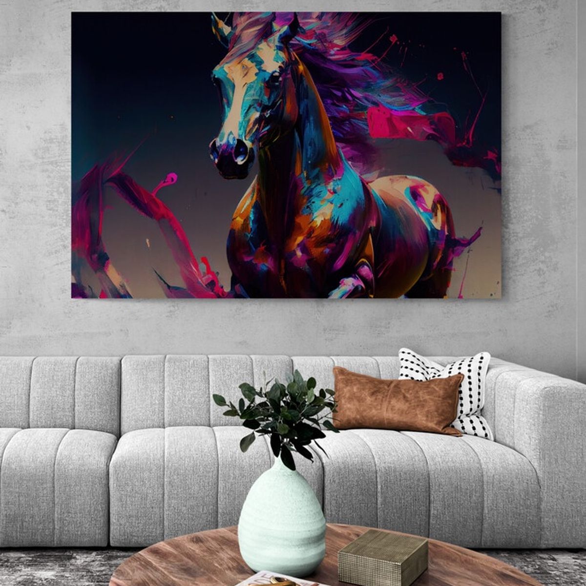 TAYRONA STORE - Cuadro En Lienzo Para La Sala Caballos 190 50x35cm