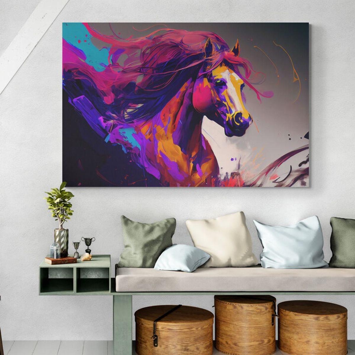 TAYRONA STORE - Cuadro En Lienzo Para La Sala Caballos 195 70x50cm