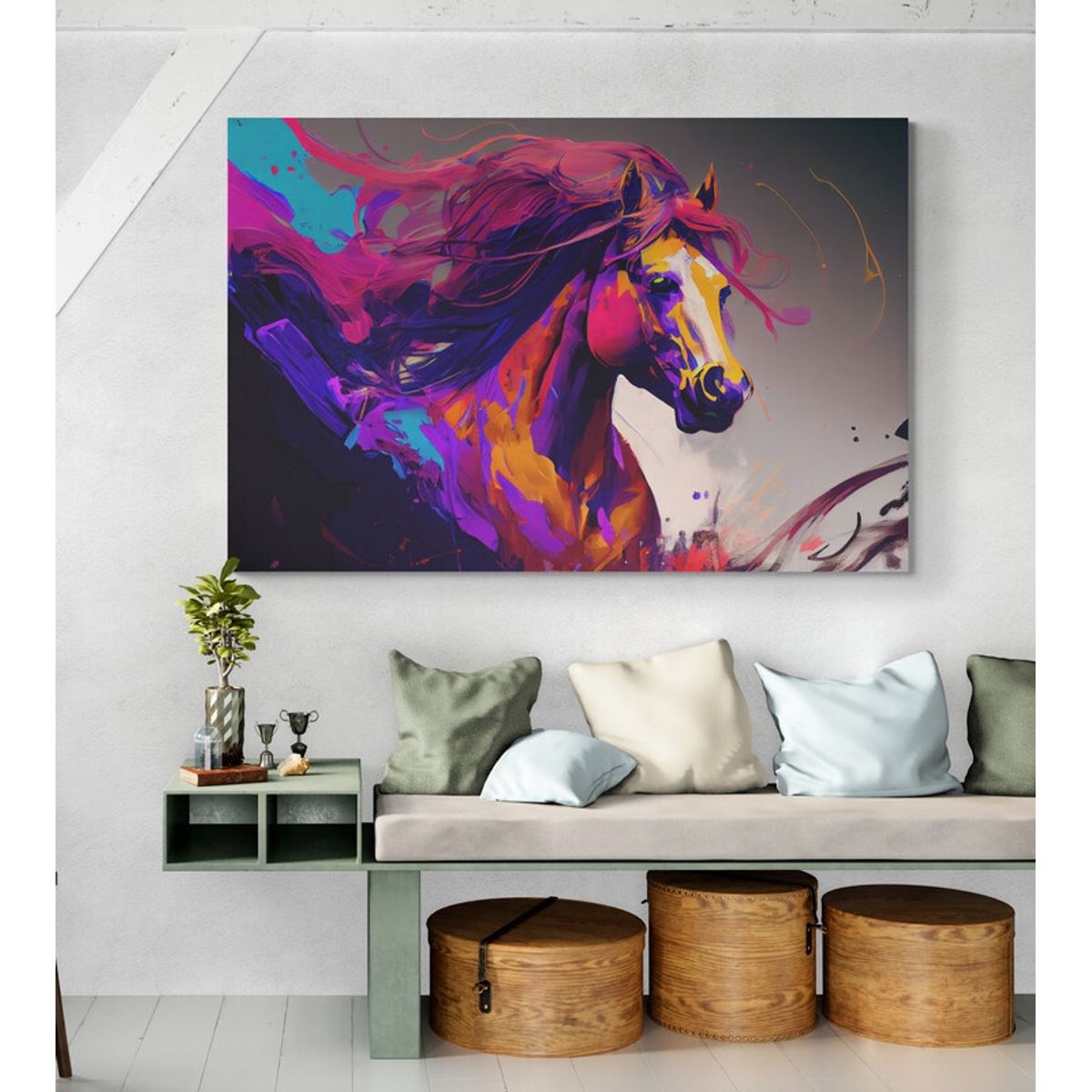 TAYRONA STORE - Cuadro En Lienzo Para La Sala Caballos 195 70x50cm