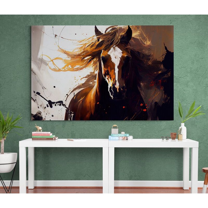 TAYRONA STORE - Cuadro En Lienzo Para La Sala Caballos 200 70x50cm