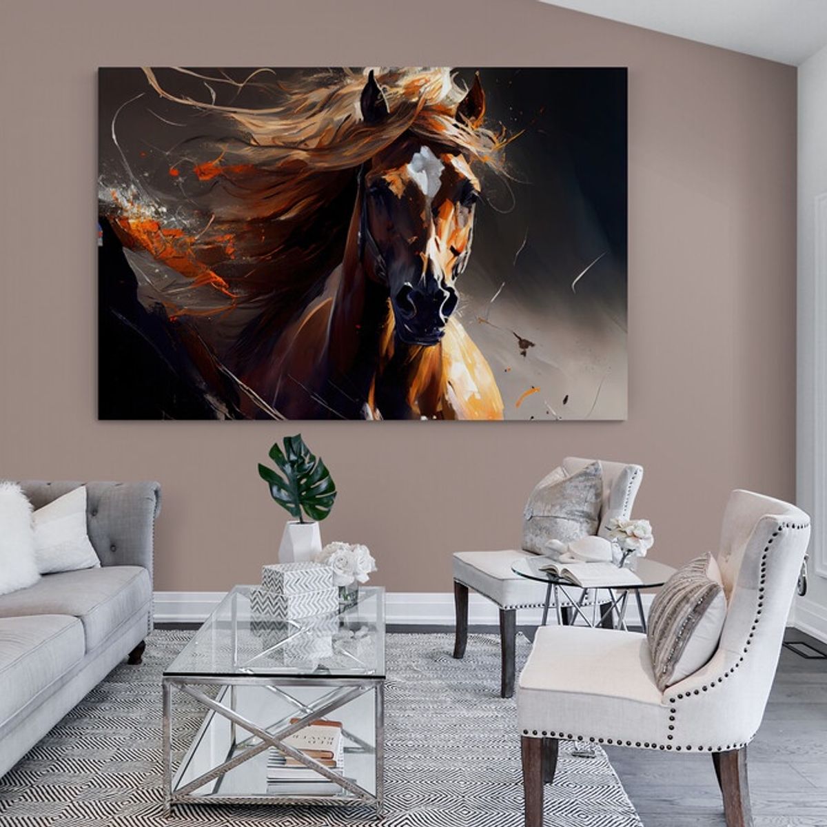 TAYRONA STORE - Cuadro En Lienzo Para La Sala Caballos 199 50x35cm