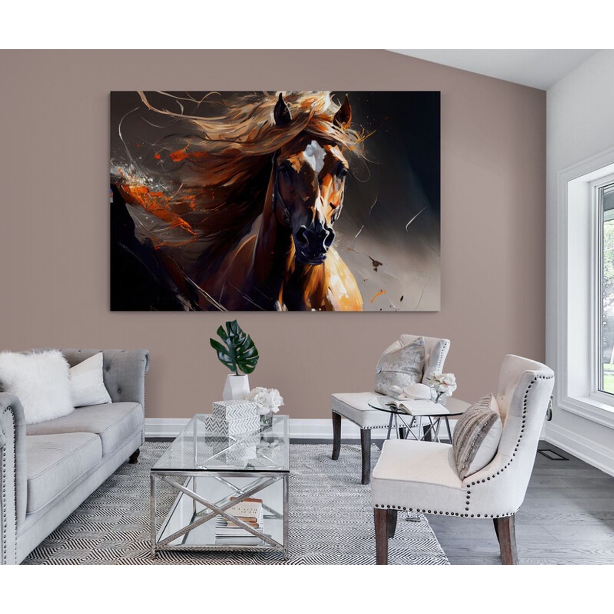 TAYRONA STORE - Cuadro En Lienzo Para La Sala Caballos 199 50x35cm