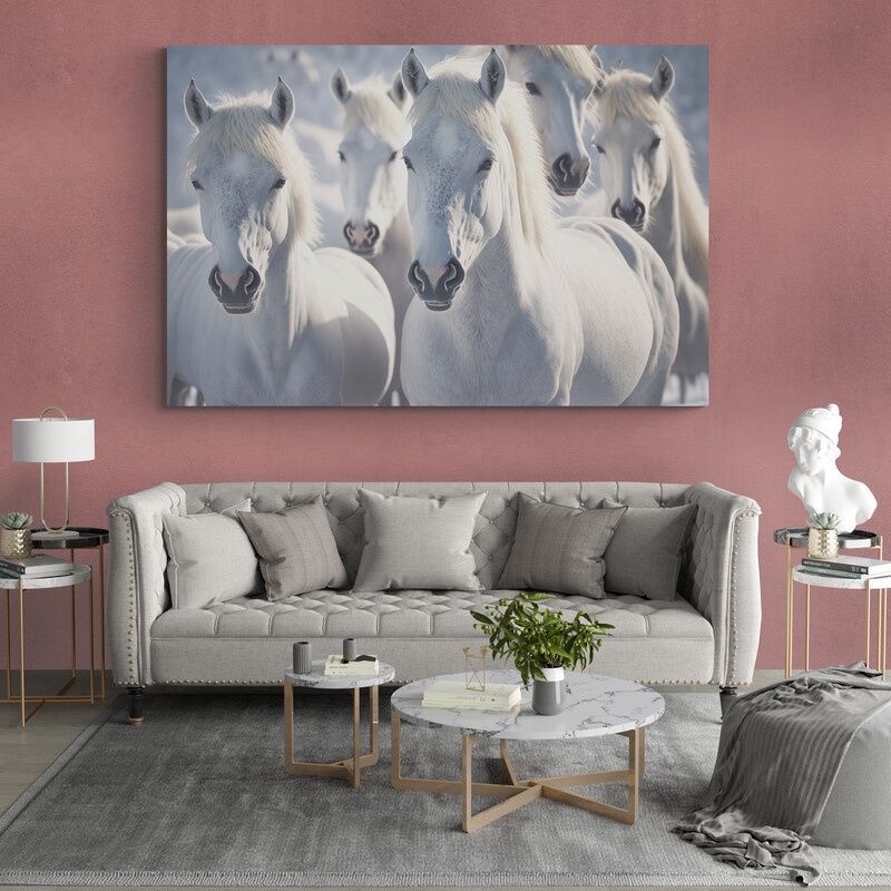 TAYRONA STORE - Cuadro En Lienzo Para La Sala Caballos 205 100x70cm