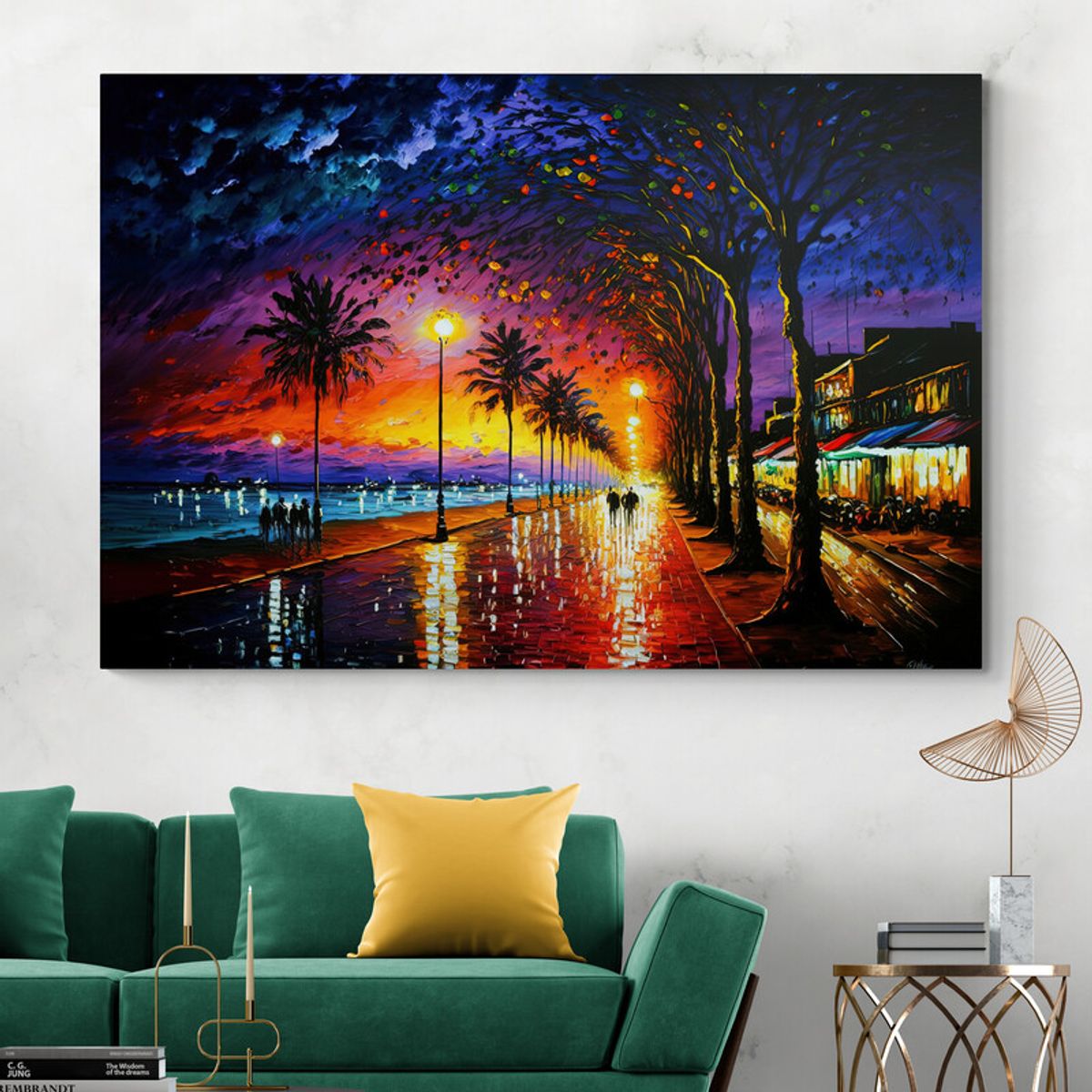 TAYRONA STORE - Cuadro Lienzo Para La Sala Ciudad Noche Estrellada 022 70x50cm