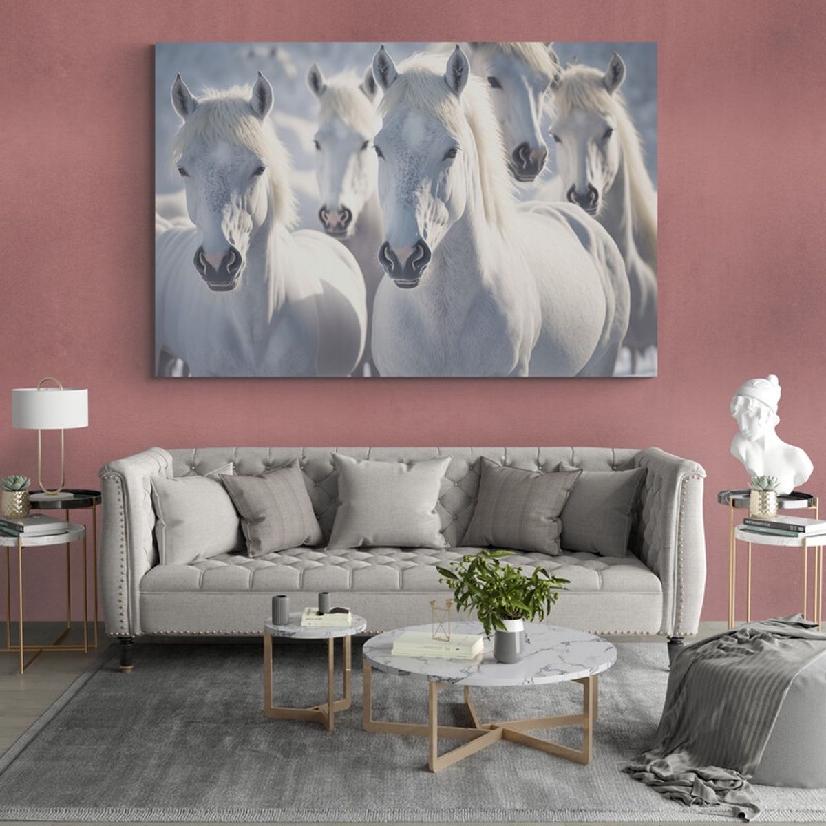 TAYRONA STORE - Cuadro En Lienzo Para La Sala Caballos 205 150x100cm