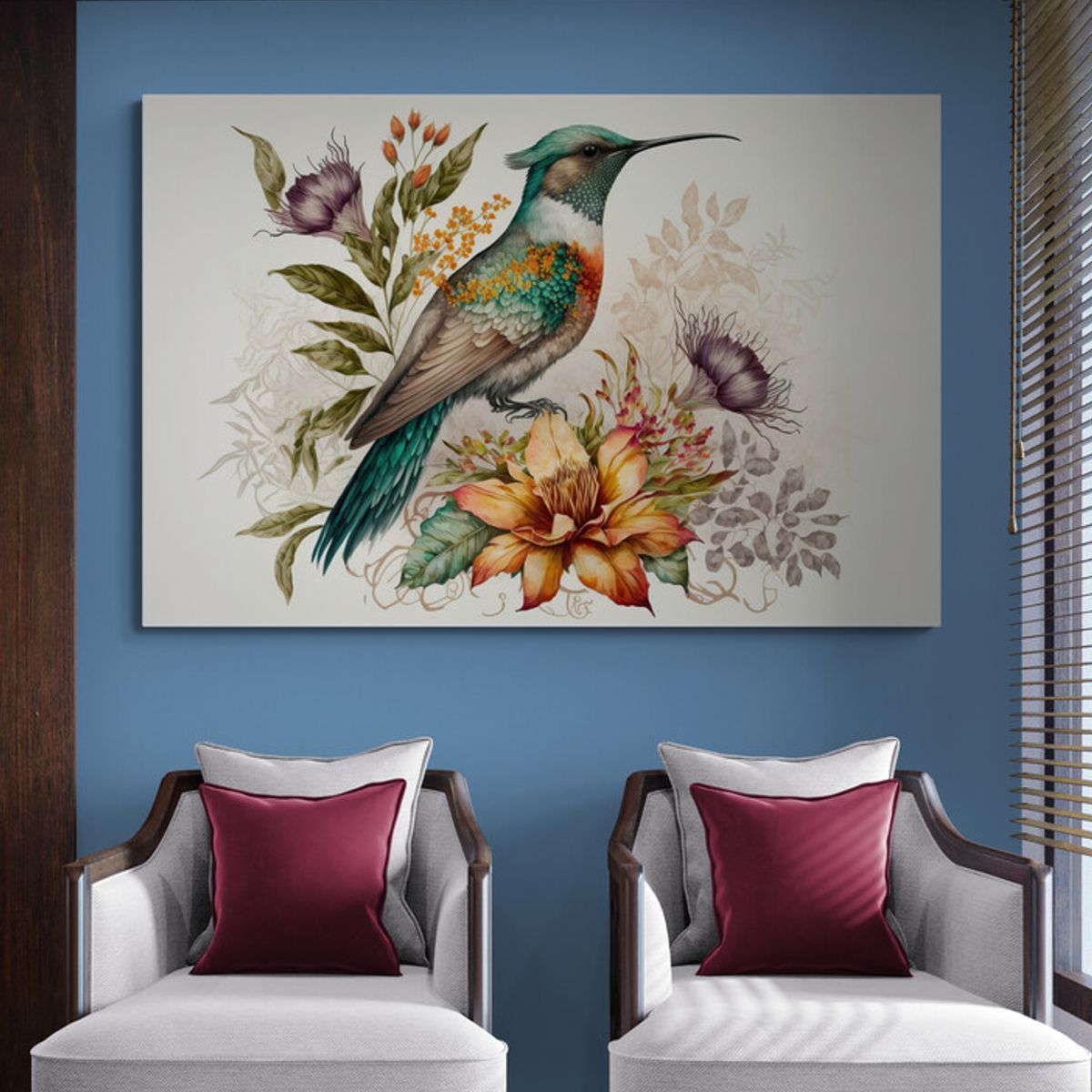 TAYRONA STORE - Cuadro En Lienzo Para La Sala Colibri 112 50x35cm