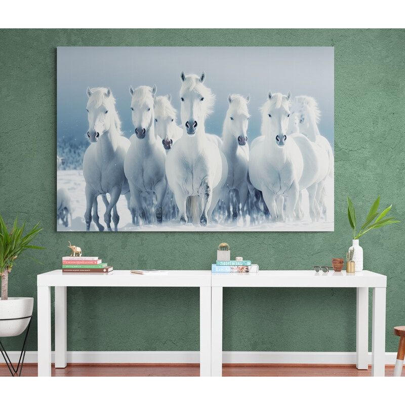 TAYRONA STORE - Cuadro En Lienzo Para La Sala Caballos 206 100x70cm