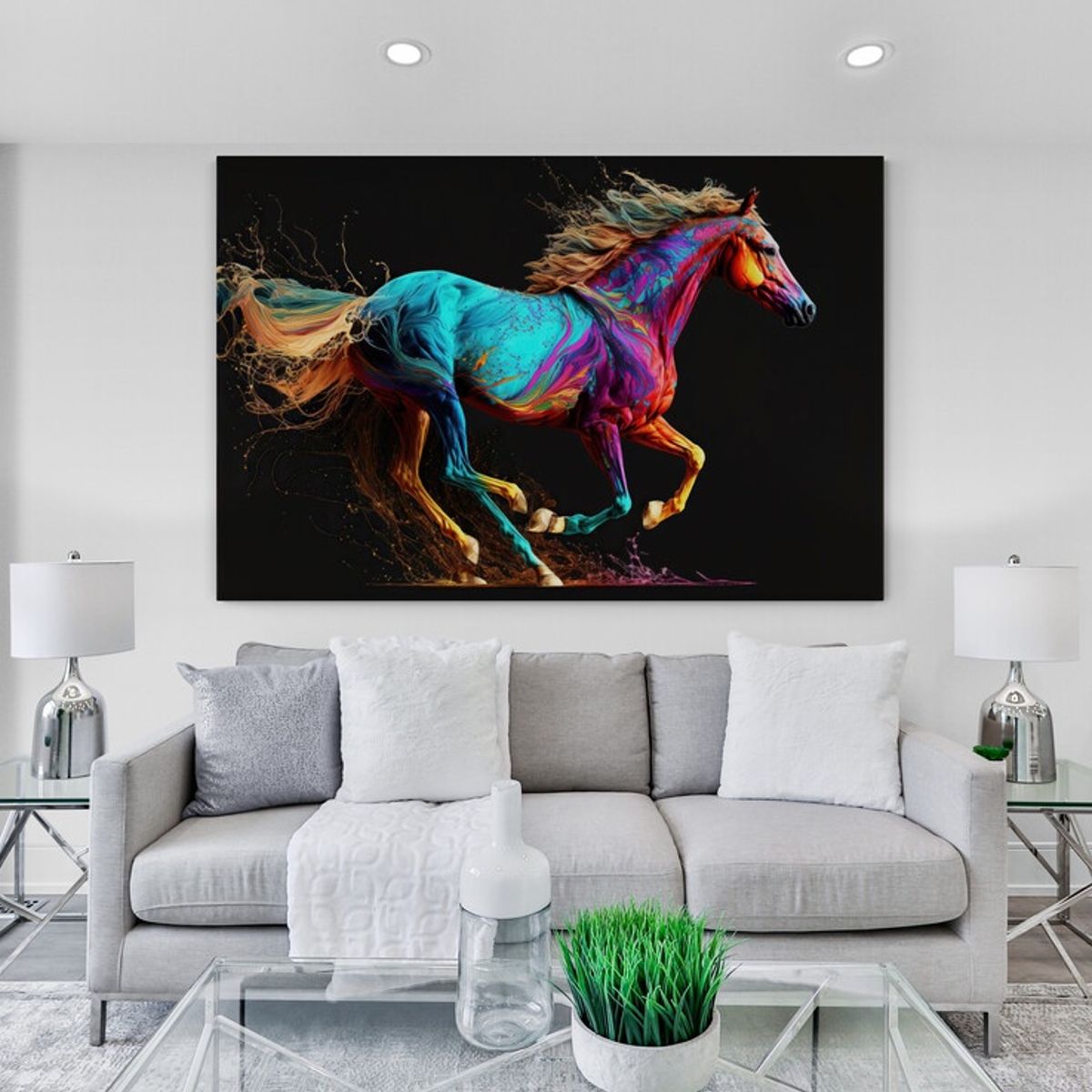 TAYRONA STORE - Cuadro En Lienzo Para La Sala Caballos 245 100x70cm