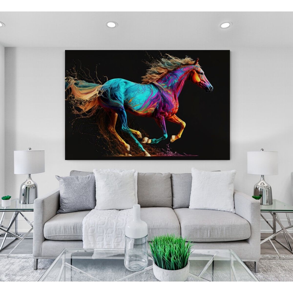 TAYRONA STORE - Cuadro En Lienzo Para La Sala Caballos 245 100x70cm