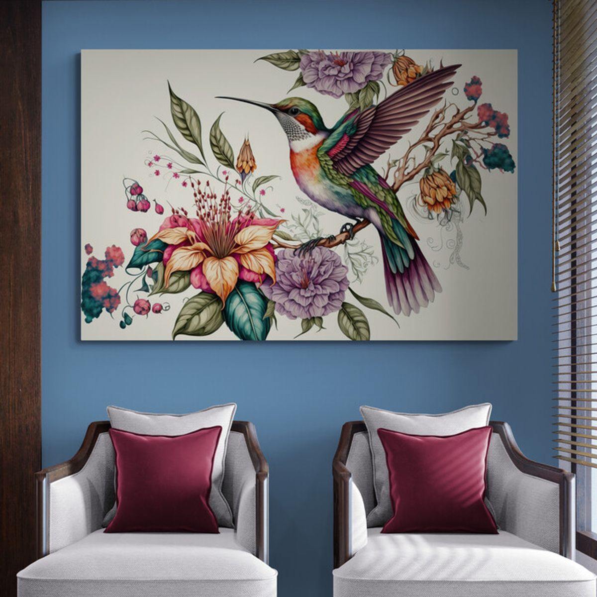 TAYRONA STORE - Cuadro En Lienzo Para La Sala Colibri 113 150x100cm