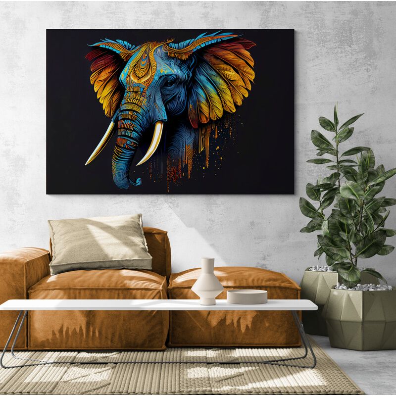 TAYRONA STORE - Cuadro En Lienzo Para La Sala Elefantes 318 50x35cm