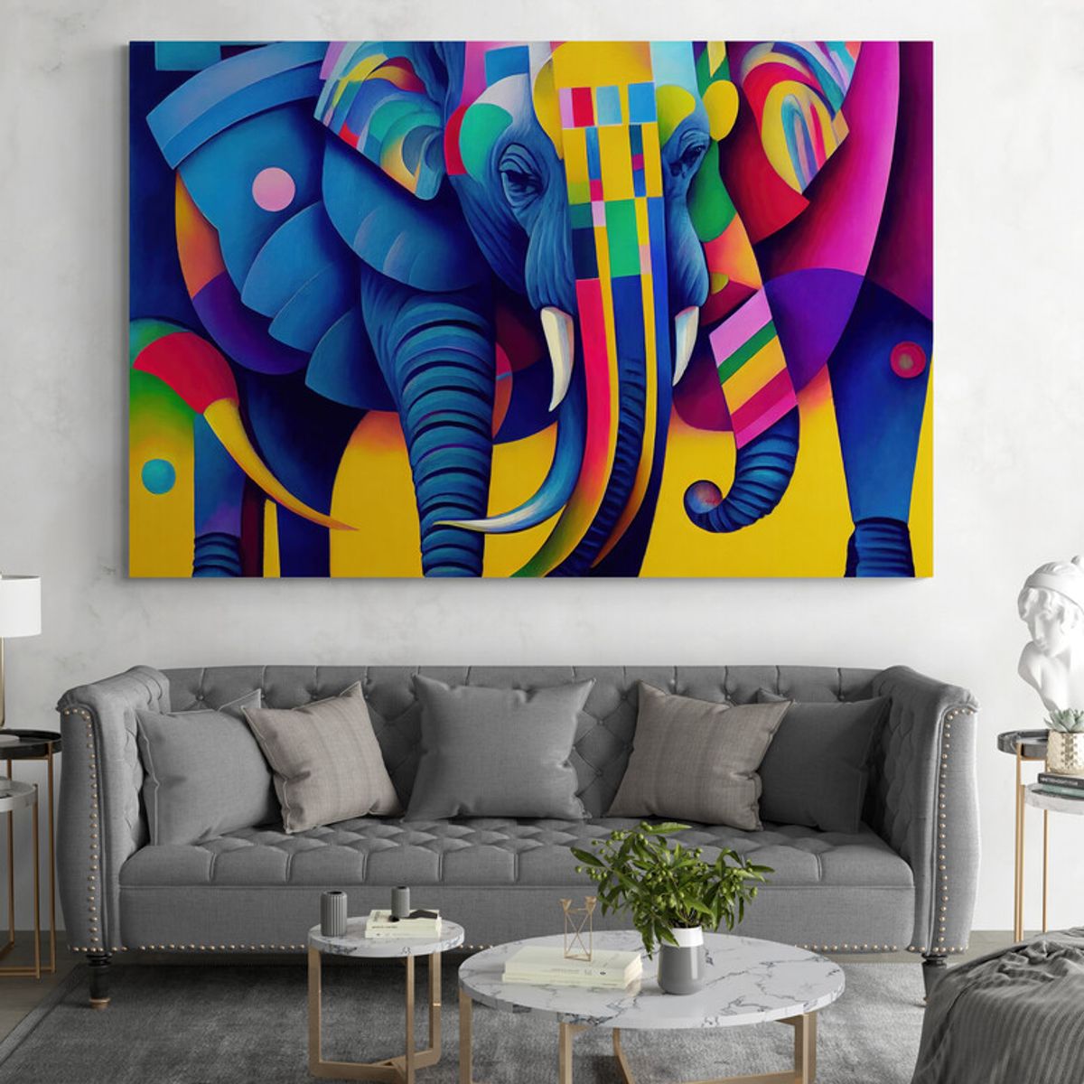 TAYRONA STORE - Cuadro En Lienzo Para La Sala Elefantes 167 50x35cm