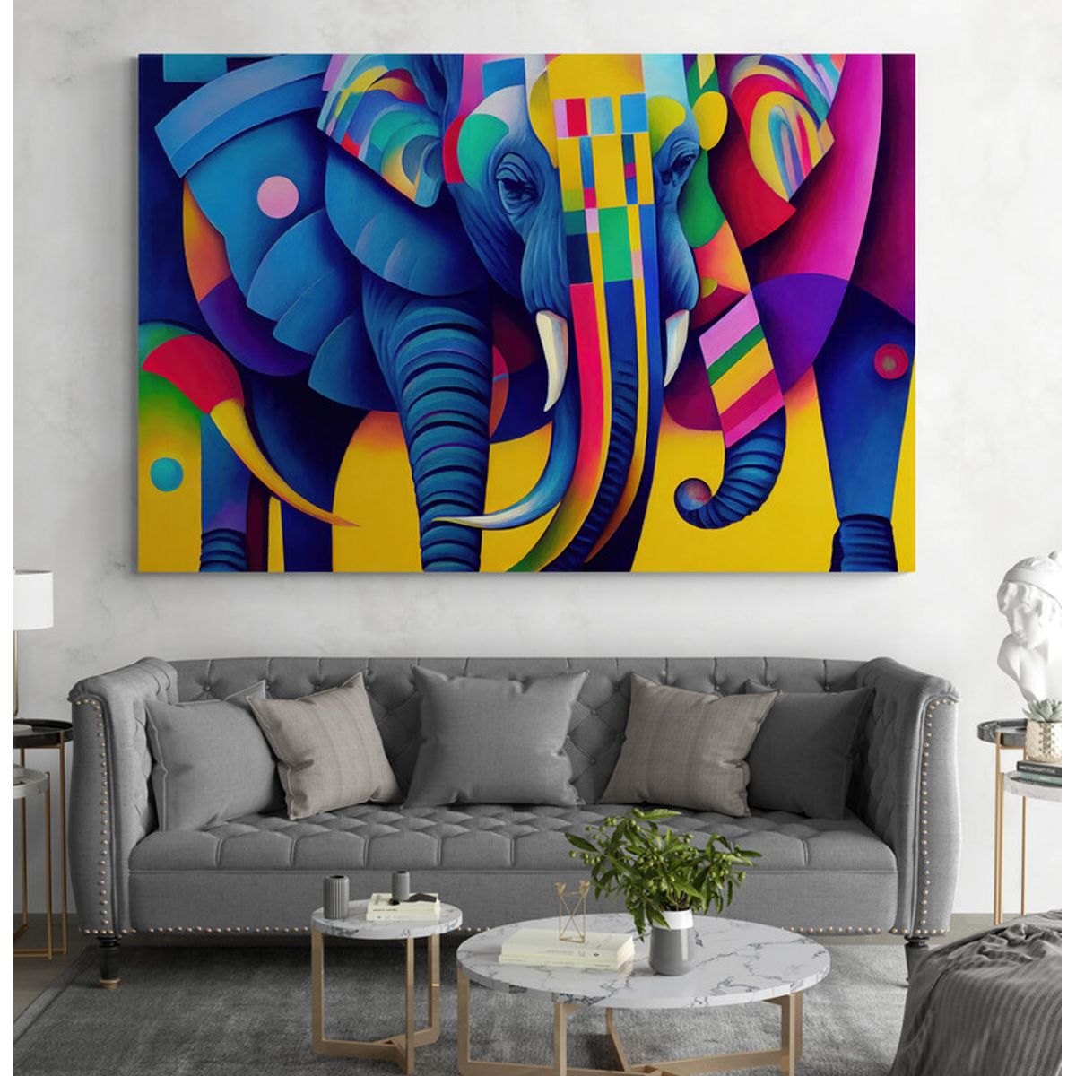 TAYRONA STORE - Cuadro En Lienzo Para La Sala Elefantes 167 50x35cm