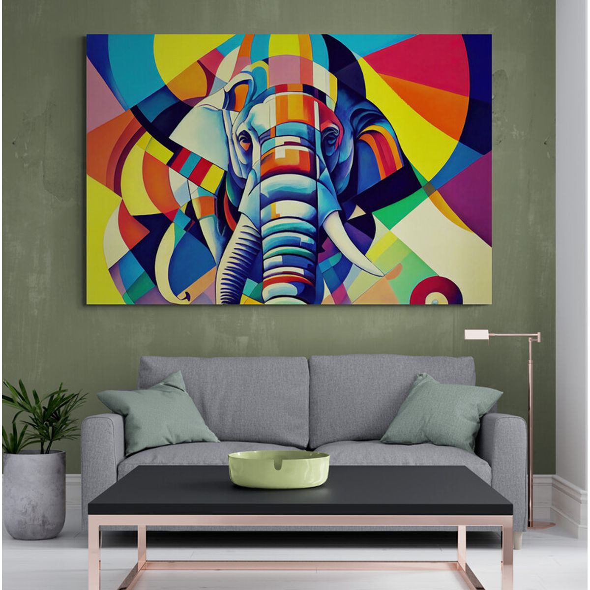 TAYRONA STORE - Cuadro En Lienzo Para La Sala Elefantes 173 50x35cm