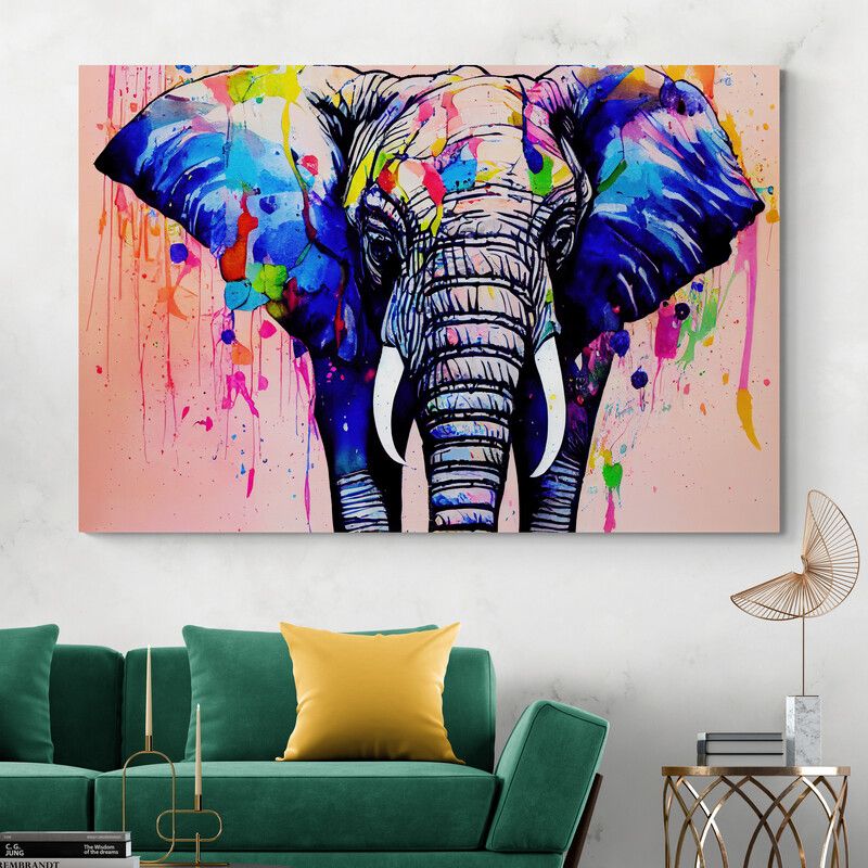 TAYRONA STORE - Cuadro En Lienzo Para La Sala Elefantes 175 100x70cm