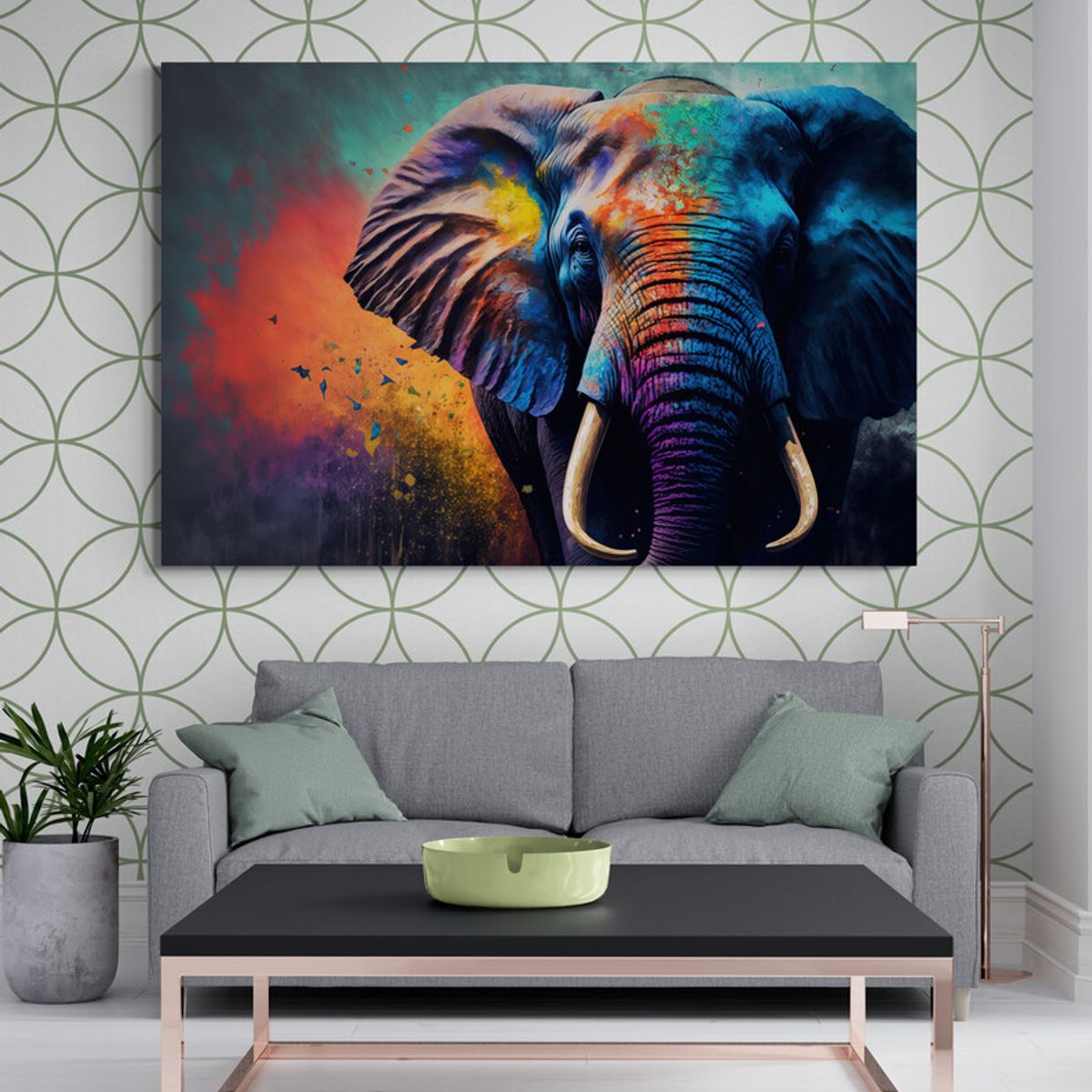 TAYRONA STORE - Cuadro En Lienzo Para La Sala Elefantes 204 150x100cm