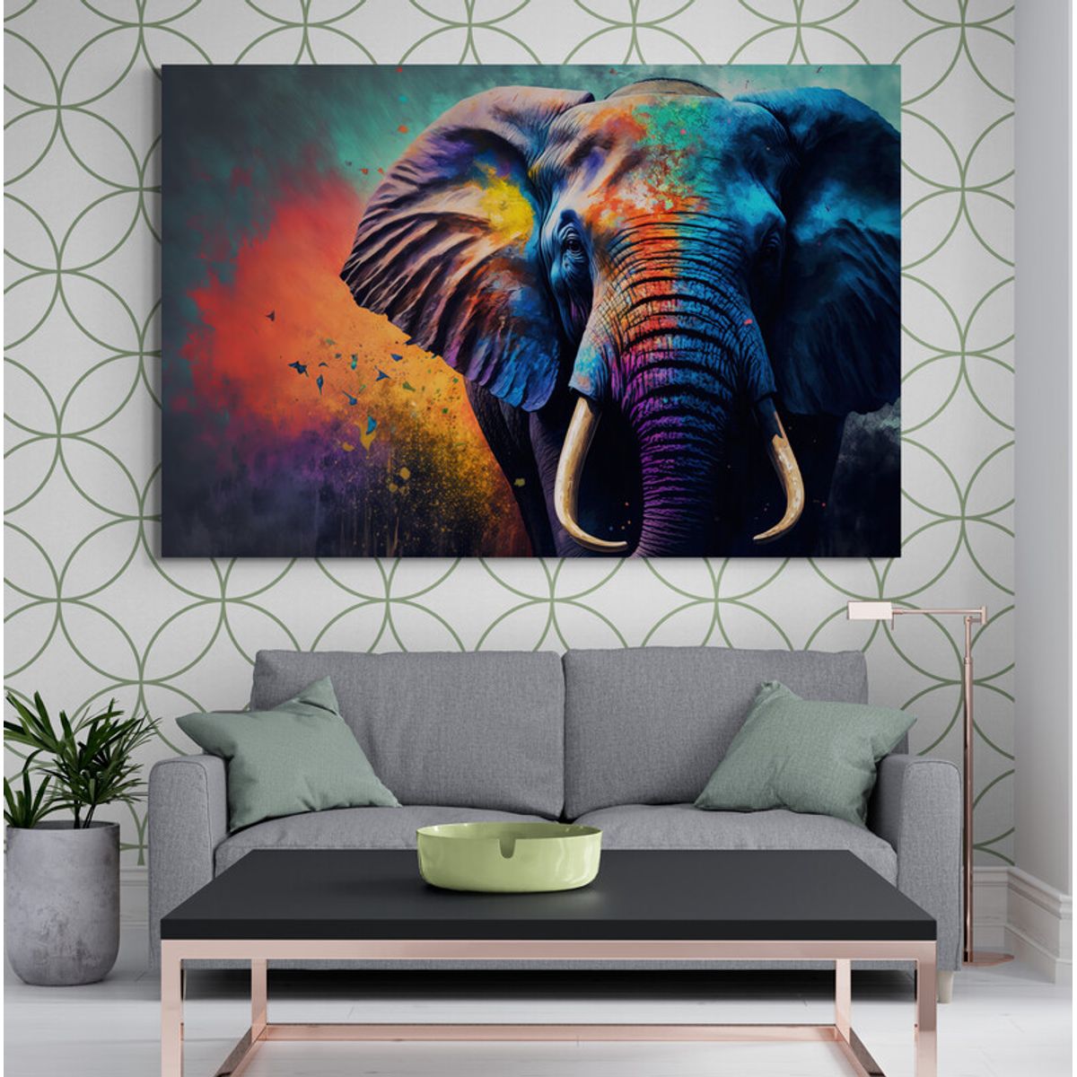 TAYRONA STORE - Cuadro En Lienzo Para La Sala Elefantes 204 150x100cm