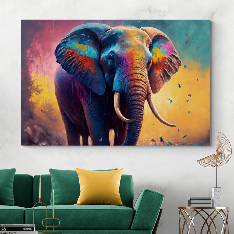 TAYRONA STORE - Cuadro En Lienzo Para La Sala Elefantes 205 70x50cm