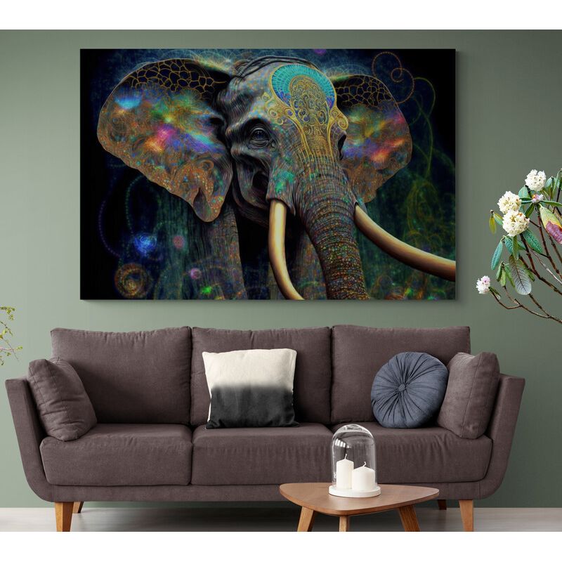 TAYRONA STORE - Cuadro En Lienzo Para La Sala Elefantes 216 70x50cm