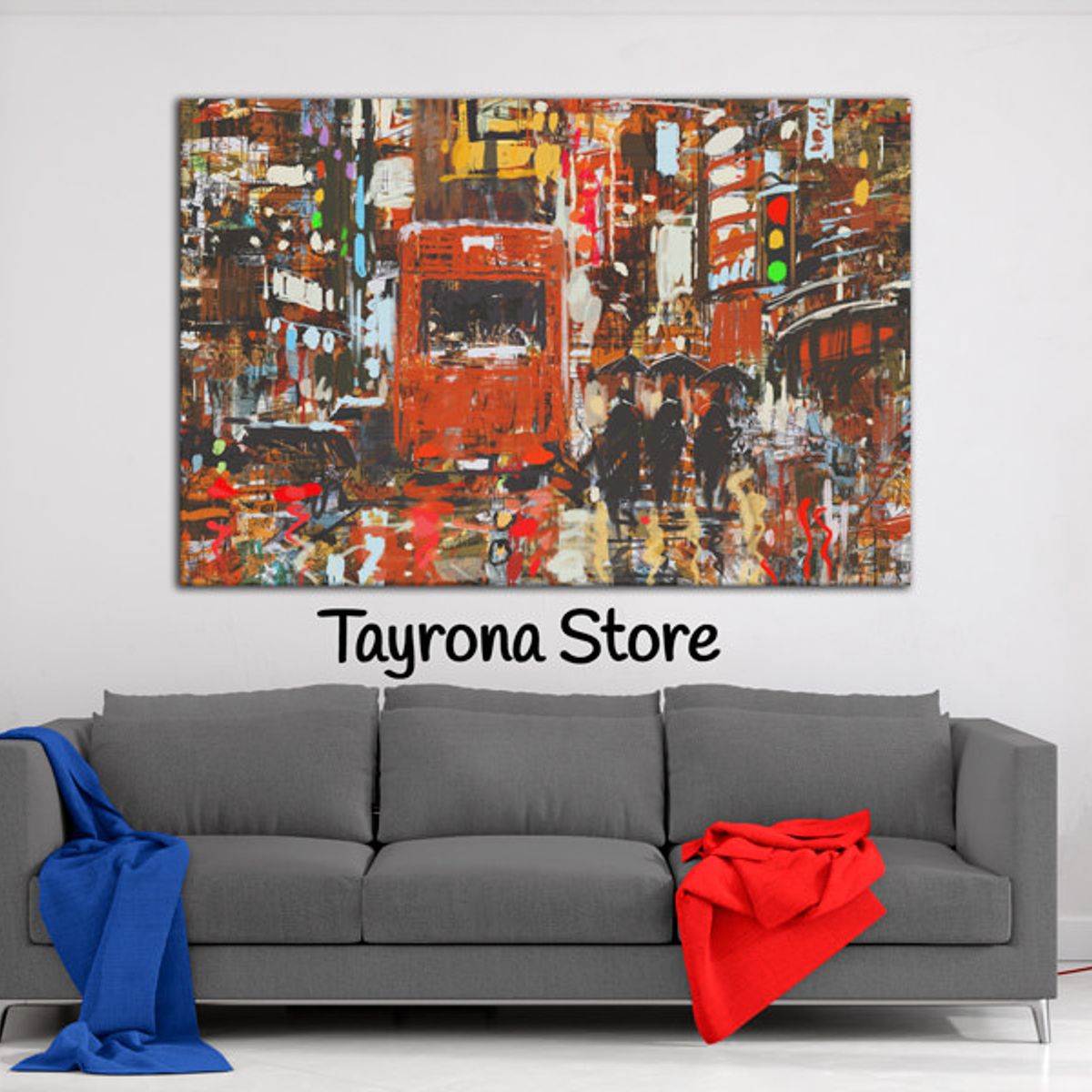 TAYRONA STORE - Cuadro En Lienzo Para La Sala Pintura Ciudad 03 120x80cm