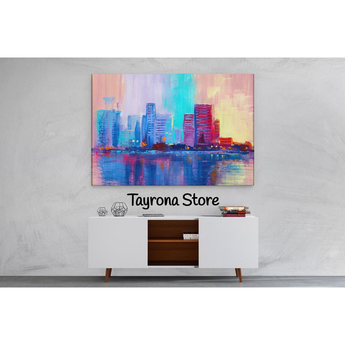 TAYRONA STORE - Cuadro En Lienzo Para La Sala Pintura Ciudad 09 50x35cm