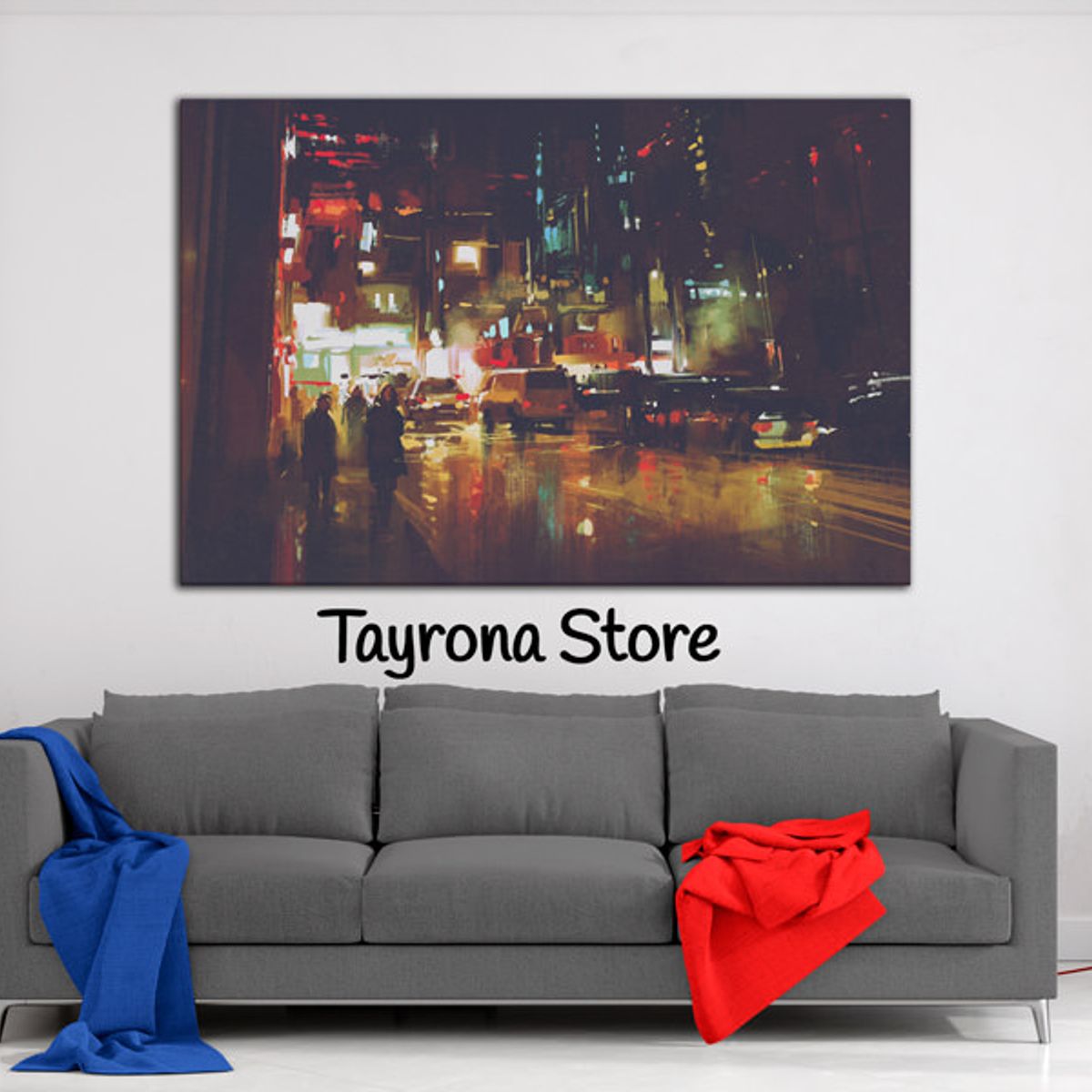 TAYRONA STORE - Cuadro En Lienzo Para La Sala Pintura Ciudad 10 50x35cm