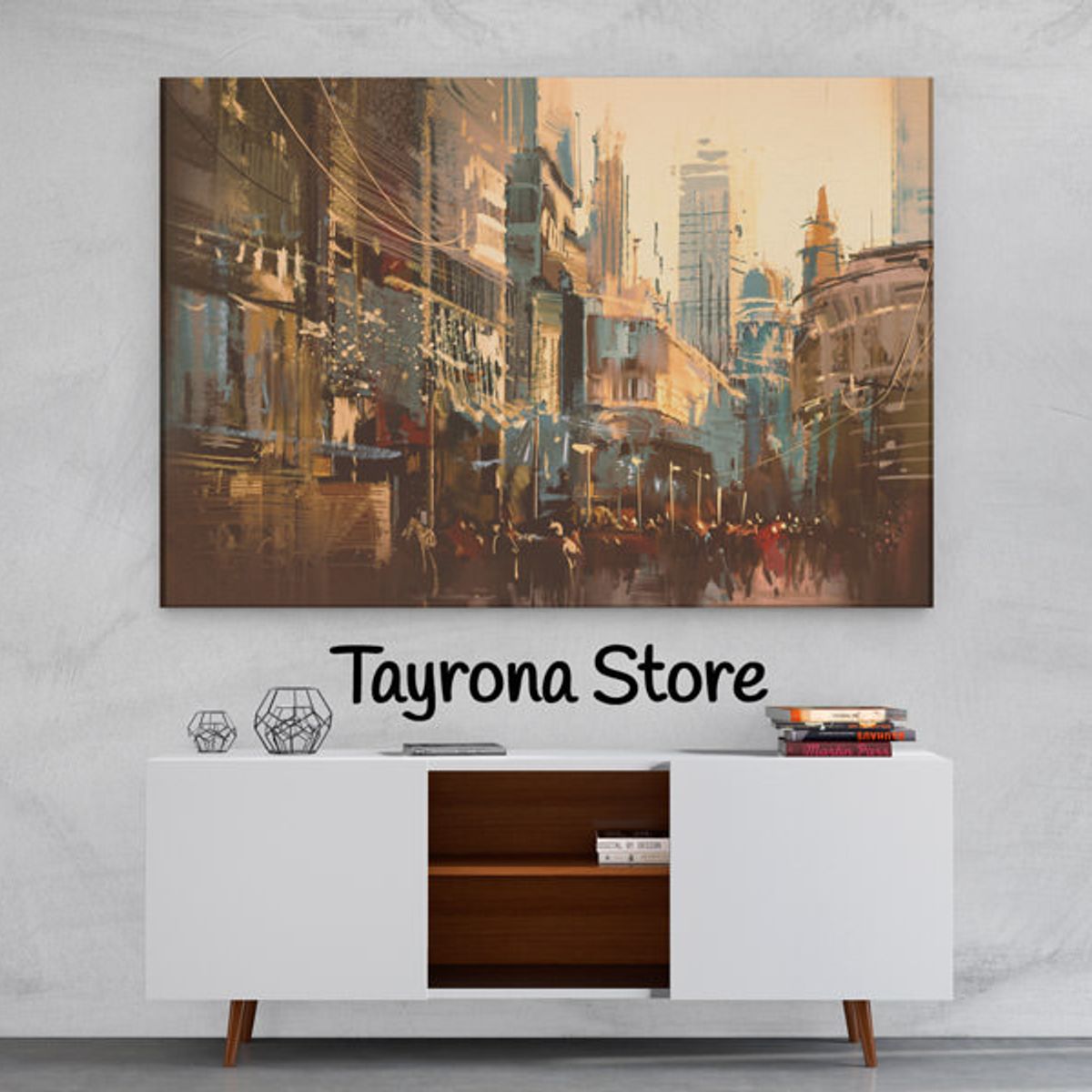 TAYRONA STORE - Cuadro En Lienzo Para La Sala Pintura Ciudad 05 100x70cm