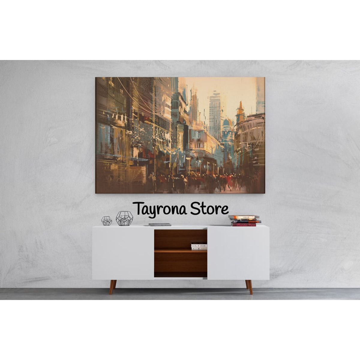 TAYRONA STORE - Cuadro En Lienzo Para La Sala Pintura Ciudad 05 100x70cm