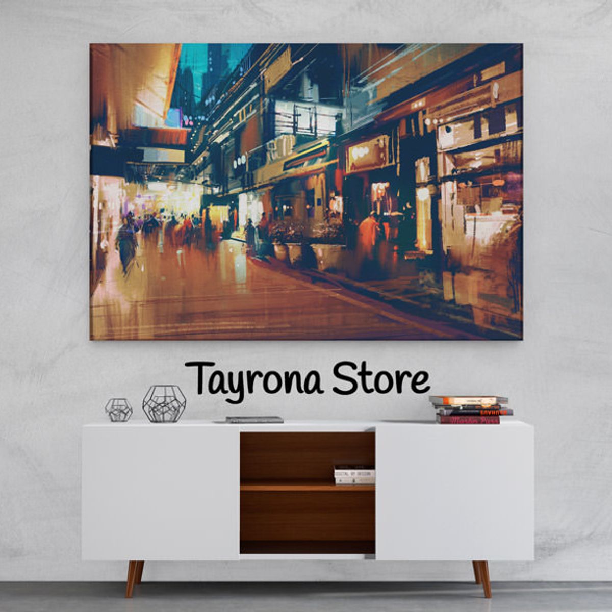 TAYRONA STORE - Cuadro En Lienzo Para La Sala Pintura Ciudad 13 100x70cm.