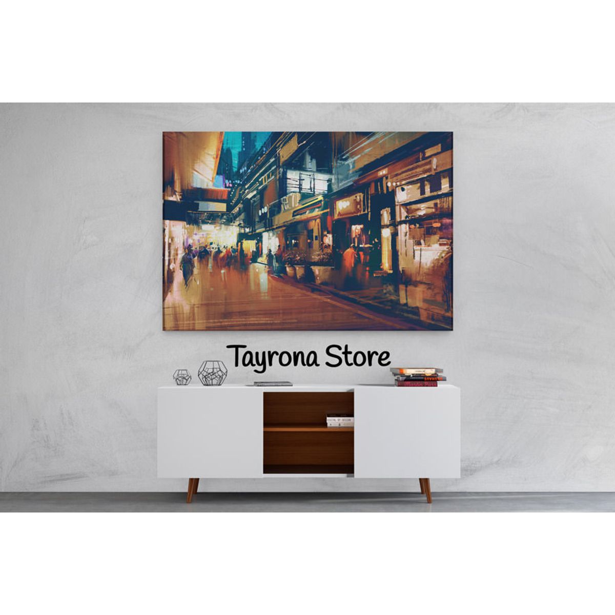 TAYRONA STORE - Cuadro En Lienzo Para La Sala Pintura Ciudad 13 100x70cm.