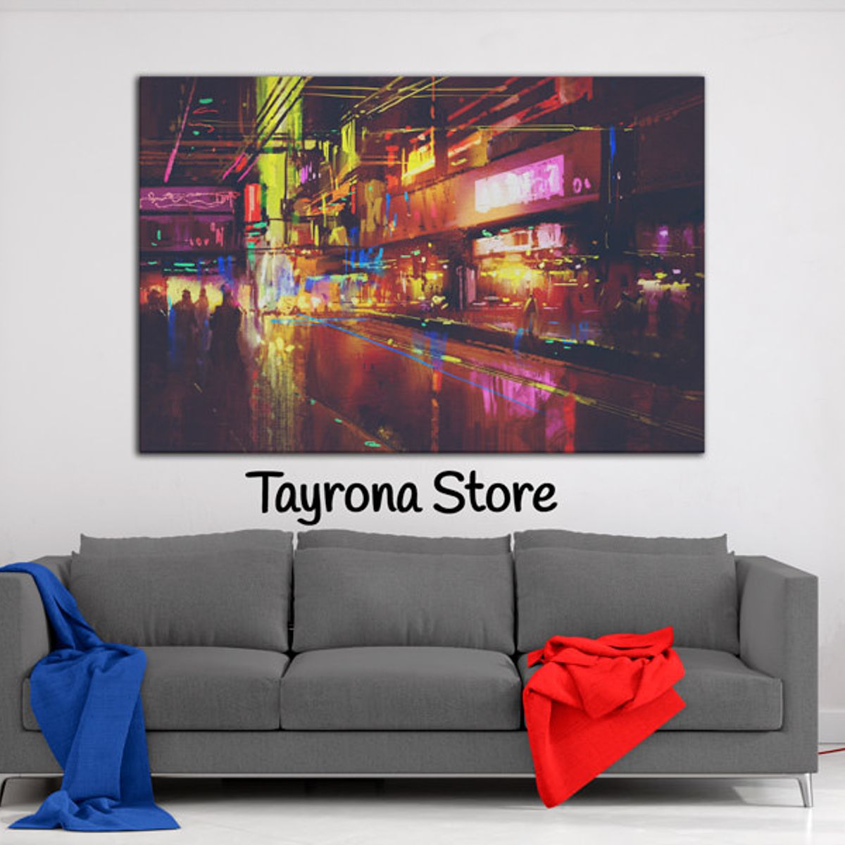 TAYRONA STORE - Cuadro En Lienzo Para La Sala Pintura Ciudad 15 70x50cm