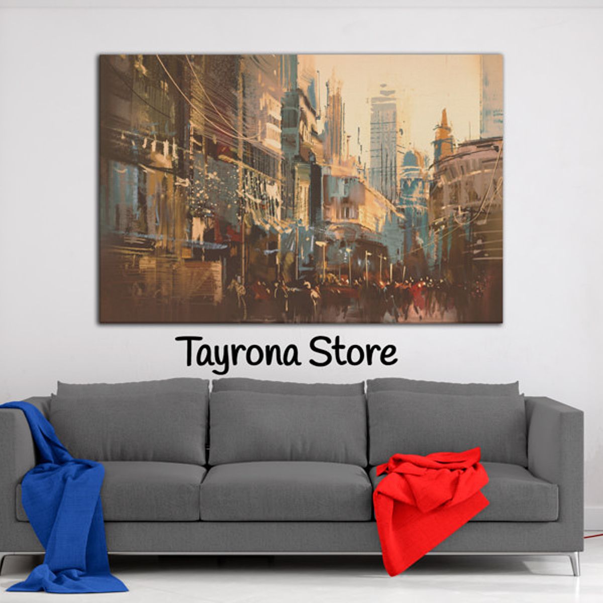TAYRONA STORE - Cuadro En Lienzo Para La Sala Pintura Ciudad 22 120x80cm