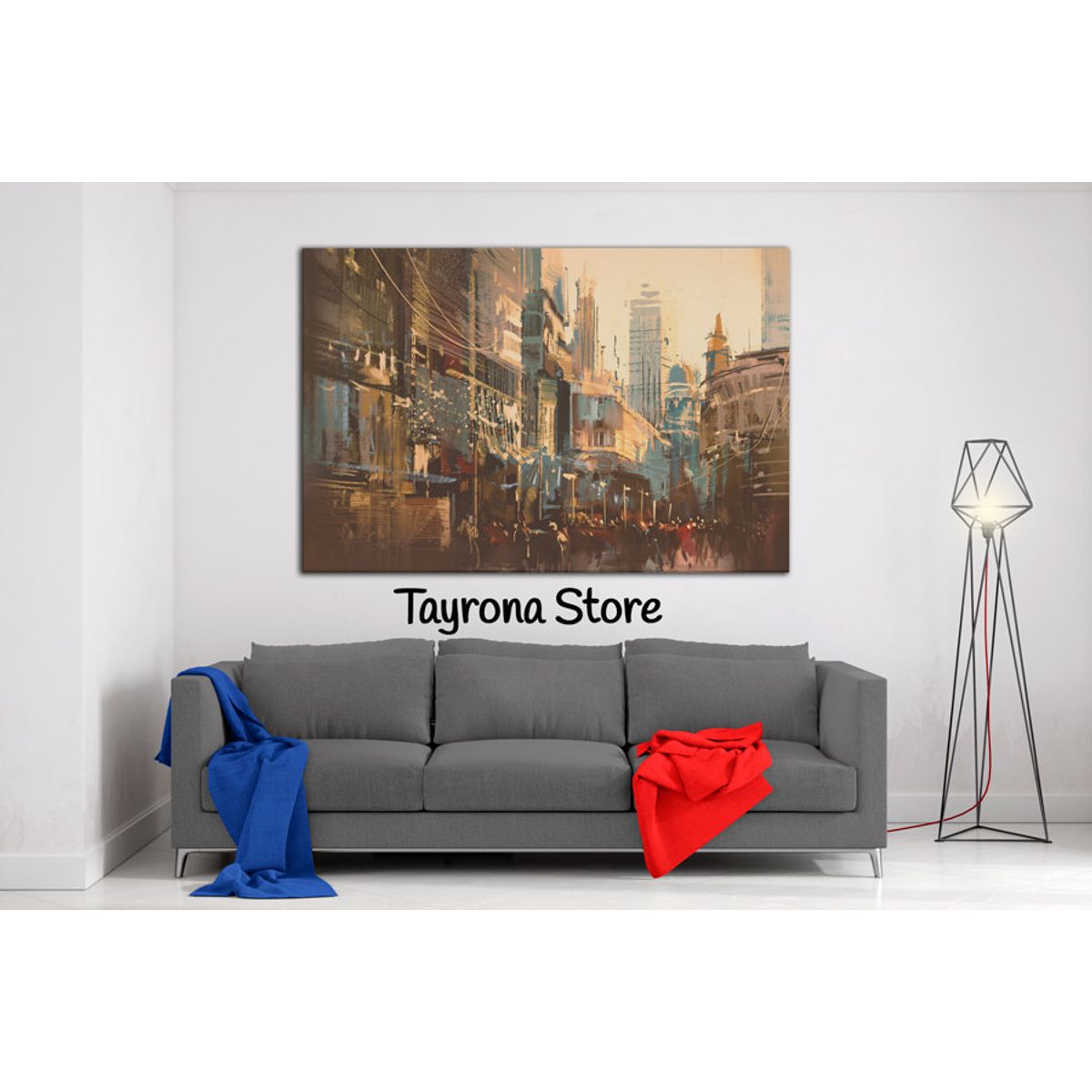TAYRONA STORE - Cuadro En Lienzo Para La Sala Pintura Ciudad 22 120x80cm