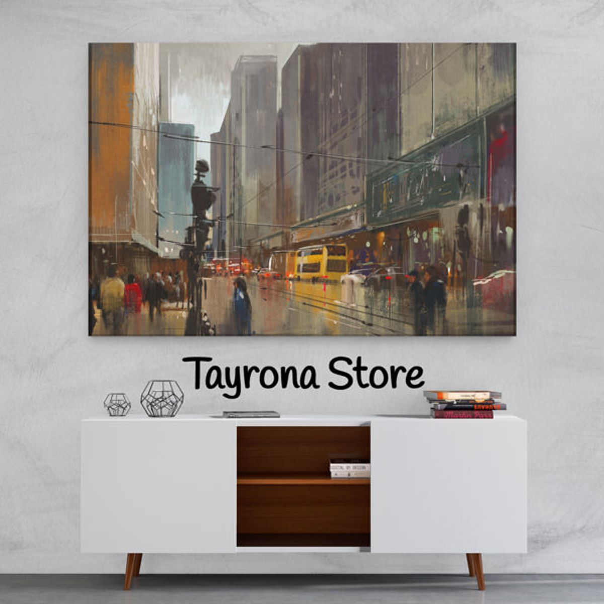 TAYRONA STORE - Cuadro En Lienzo Para La Sala Pintura Ciudad 32 100x70cm