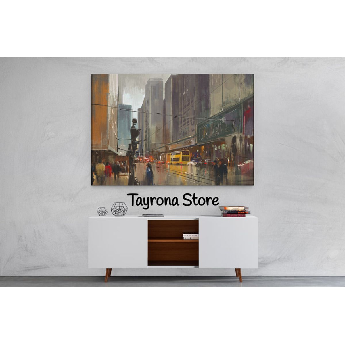 TAYRONA STORE - Cuadro En Lienzo Para La Sala Pintura Ciudad 32 100x70cm
