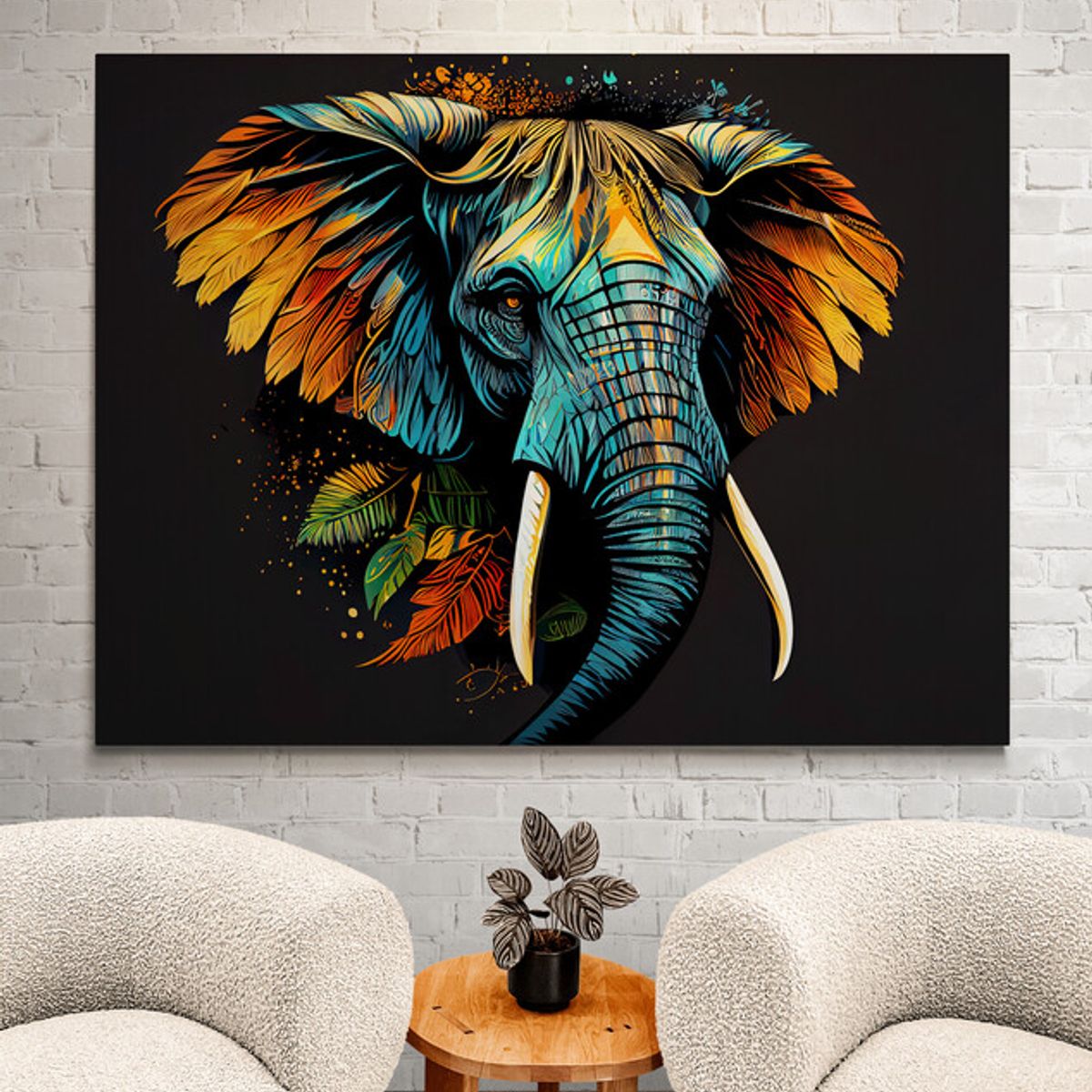 TAYRONA STORE - Cuadro En Lienzo Para La Sala Elefantes 322 40x30cm
