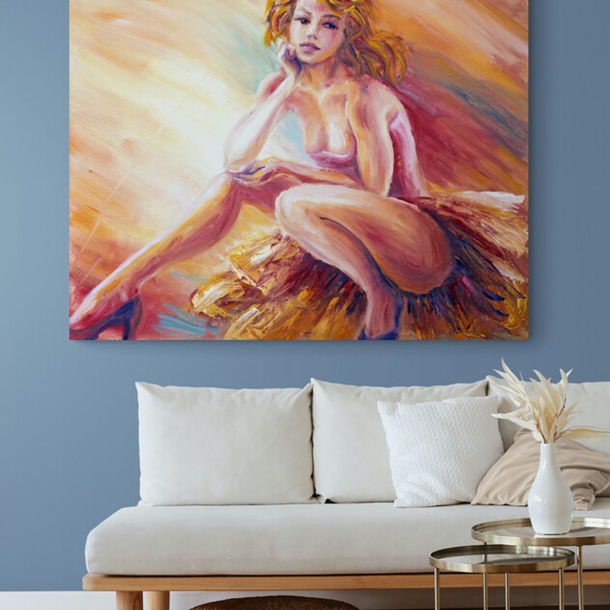 TAYRONA STORE - Cuadro En Lienzo Para La Sala Pintura Mujer 137 50x40cm