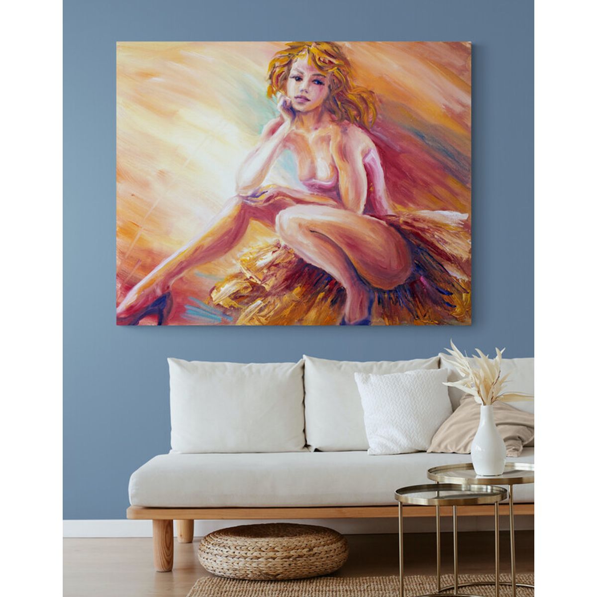 TAYRONA STORE - Cuadro En Lienzo Para La Sala Pintura Mujer 137 50x40cm