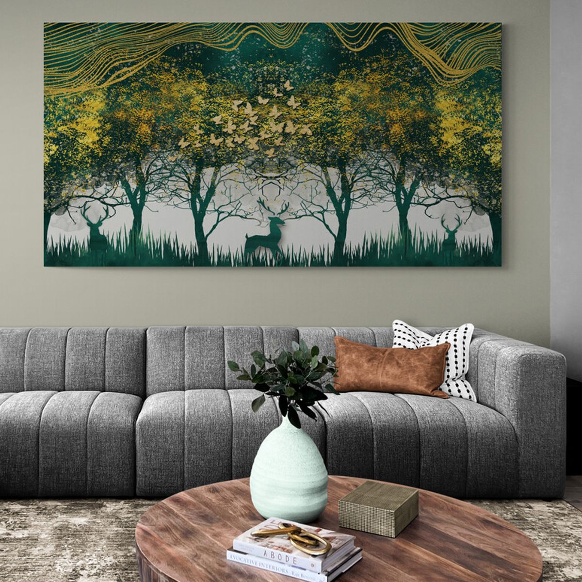 TAYRONA STORE - Cuadro En Lienzo Para La Sala Arbol Diseño Minimalista 463 130x70cm
