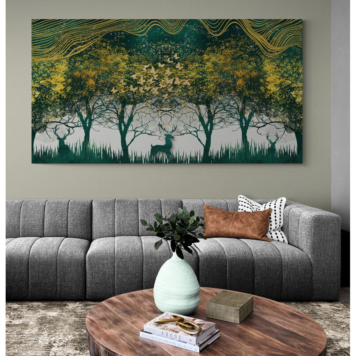 TAYRONA STORE - Cuadro En Lienzo Para La Sala Arbol Diseño Minimalista 463 130x70cm