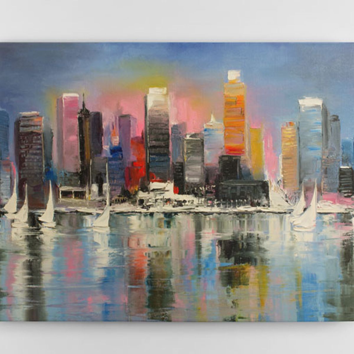 TAYRONA STORE - Cuadro En Lienzo Para La Sala Pintura Ciudad 36 100x75cm