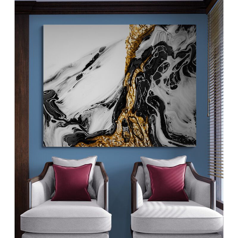 TAYRONA STORE - Cuadro Lienzo Para Sala Pintura Abstracta Con Oro 05 75x60cm