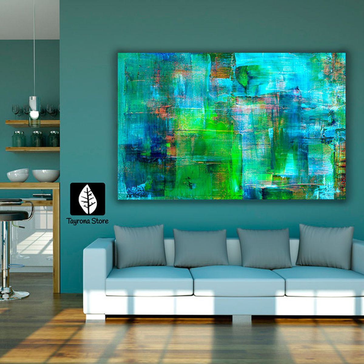 TAYRONA STORE - Cuadro En Lienzo Para La Sala Abstracto 33 50x35cm