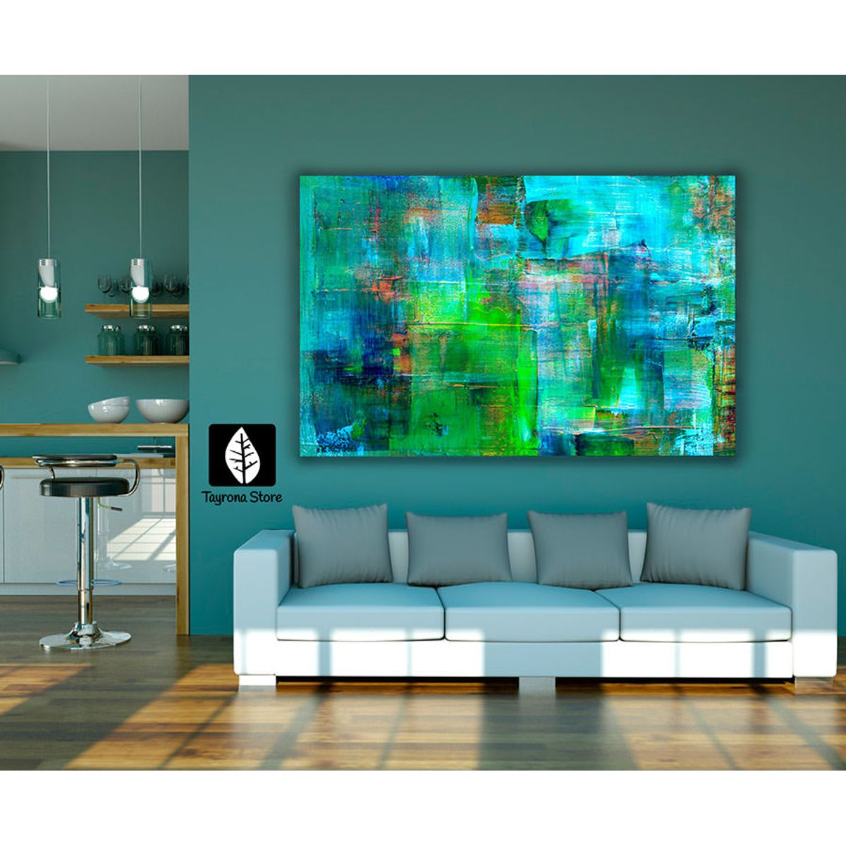 TAYRONA STORE - Cuadro En Lienzo Para La Sala Abstracto 33 50x35cm